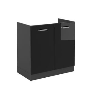 Vicco Spülenunterschrank R-Line, 80 cm ohne Arbeitsplatte, Schwarz Hochglanz/Anthrazit