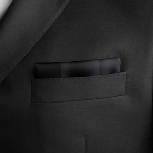 PB Pietro Baldini Krawatten Set für Herren - Bereits Gebundene Krawatte mit Gummizug und Einstecktuch aus Mikrofaser -  Italy - 51 x 7 cm - schwarz