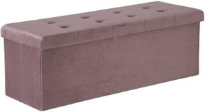 WOLTU Sitzhocker mit Stauraum Sitzbank faltbar Aufbewahrungsbox, Deckel abnehmbar, Sitzfläche aus Samt, 110x37,5x38 cm Rosa