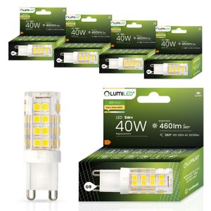 LUMILED LED Lampen G9 5er Set LEDs 5W = 40W 3000K Warmweiß 460lm 360° Lichtwinkel 230V kein Flackern SMD kleine LED Lampen