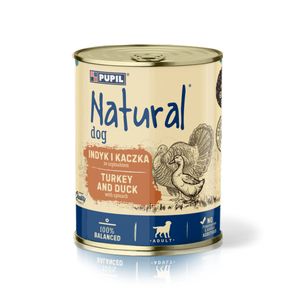 NATURAL Nassfutter für ausgewachsene Hunde, Getreidefrei, Hundefutter reich an Truthahn mit Ente und Spinat  6 x 800g