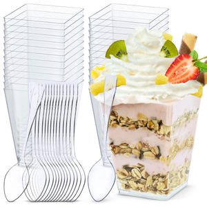 Pucharek deserowy Allbags, pojemnik 160 ml, zestaw 50 sztuk + łyżeczka