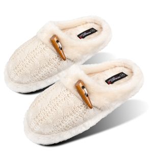 Damen Pantoffeln, Warme Plüsch Hausschuhe Indoor rutschfeste Slippers Beige Gr. 36