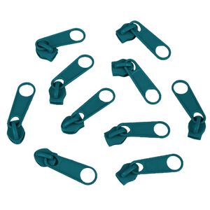 10 Schieber Reißverschluss Zipper für Endlosreißverschluss 3mm, mehr als 70 Farben, Farbe:petrol