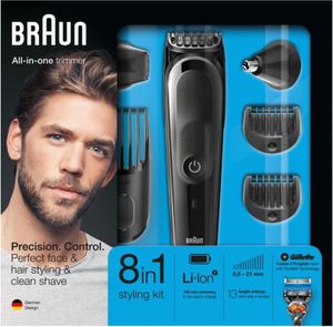 Braun Multigroomer MGK5060 - 0,5 mm - 2,1 cm - 2 mm - Pełny zarost - Długi zarost - Krótki zarost - Wygląd zarostu - Przyciski - Ucho - Nos