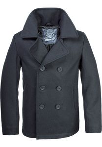 Brandit - Mens Peacoat Schwarz, US-Style Marinejacke Pea Coat Jacke Mantel Neu Größe XXL