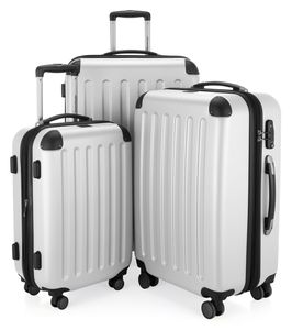 HAUPTSTADTKOFFER - Spree - Kofferset 3tlg Hartschalenkoffer Reisekoffer mit Erweiterung Set, TSA, 4 Rollen, S M & L,Weiß