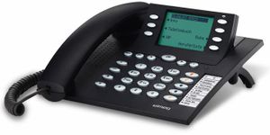 Teldat ELMEG CS410 System Telephone, DECT, Schwarz, Tisch/Bank, 250 Eintragungen, Monochrom, Blau