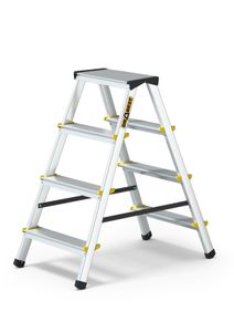 Drabest Klappleiter Leiter Klappbar - 4 Stufen, Tragfähigkeit 150kg - Aluminium, Anti-Rutsch-Füße, Trittleiter Alu, Zertifikat