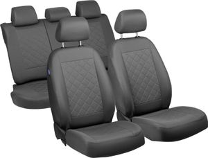 Uniwersalne pokrowce samochodowe na siedzenia do VOLKSWAGEN PASSAT B5 B6 B7 B8 BORA GOLF szary, pikowane szare kwadraty [221]