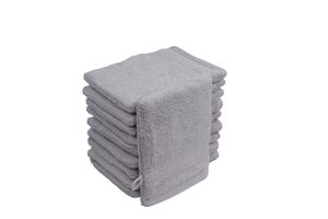 Waschhandschuhe Waschlappen 10er Set Silber / Hellgrau 100 % Baumwolle Frottee 500g/m² 16x21
