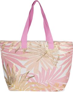 styleBREAKER Damen Strandtasche mit Palmen Blätter Print Metallic, Reißverschluss, XXL Schultertasche, Shopper 02012390, Farbe:Rose