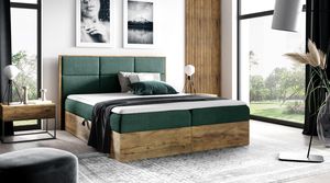 FURNIX Boxspringbett REDOS 180x200 mit Bettkasten aus Möbelplatten &Topper FR7 Grün