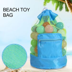Strandspielzeug Tasche Strandtasche Mesh Beach Bag für Sandspielzeug Wasserspielzeug Rücksack Beutel für kleinkind Kinder Jungen Mädchen Badetasche XL groß für Familie Urlaub （blau）