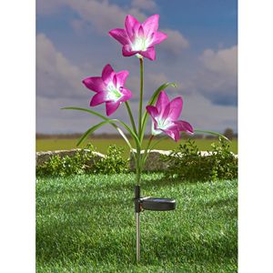 Solar Gartenstecker "Lilie" lila, 80 cm hoch, Beetstecker, Blumenstecker