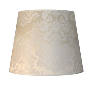 Stoff Lampenschirm für Stehlampe E27 Barock-Muster Ecru Weiß konisch Textil Schirm Stehleuchte