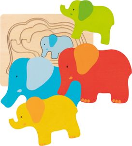 Schichtenpuzzle Elefant aus Holz von goki Kinderpuzzle Holzpuzzle Puzzlespaß