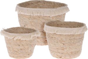 Dekoratívna sada kvetináčov 3-dielna (19cm,21,5cm,26cm) prírodná
