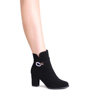 topschuhe24 2816 Damen Velours Stiefeletten Ankle Boots Glitzer, Farbe:Schwarz, Größe:36 EU