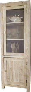 MASSIVMOEBEL24 Vitrine Akazie 65x42x190 white stone getüncht  NATURE WHITE #53