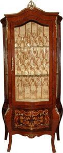 Casa Padrino Barock Vitrine Model Mahagoni Braun/Gold H 180 cm, B 88 cm - Vitrinenschrank - Wohnzimmerschrank