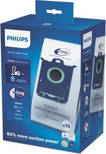 Philips Original sbag® Staubsauger Beutel Classic Long Performance Mega-Pack, 16 Stück (FC8021/05)