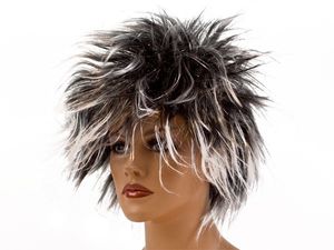 Flippige Karnevalsperücke mit strubbeliger Frisur, Farbe wählen:schwarz weiß