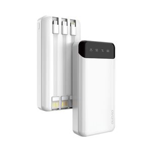 Dudao geräumige Powerbank mit 3 eingebauten Kabeln 20000mAh USB Typ C + Micro USB + Lightning weiß (Dudao K6Pro +)