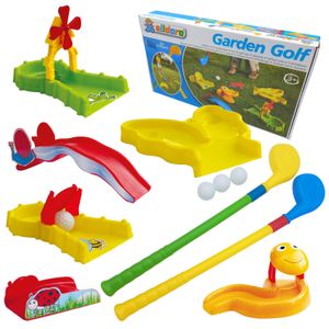 alldoro 60066 - Garten Golf | Minigolf Spiel für Kinder | Golfset mit 2 Schlägern, Bällen und 6 Hindernissen | für drinnen und draußen