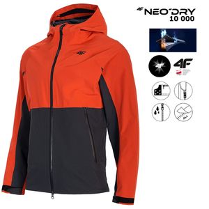 NeoDry 10 000 - Herren 4F Hardshell Regenjacke - rot schwarz, Größen:M