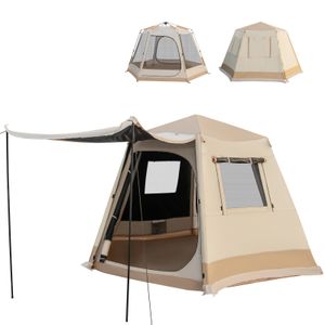 COSTWAY Campingzelt für 4-6 Personen, Tunnelzelt mit Vorzelt, eingenähtem Zeltboden und Tragetasche, 2500mm Wassersäule