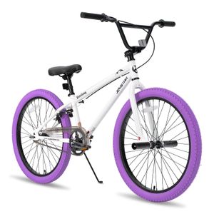 JOYSTAR Kinderfahrrad 24 Zoll BMX Fahrrad für Jungen Mädchen im Alter von 7-12 Jahren,Freestyle, Doppelbremsen, 2 pegs, Kettenschutz, Singlespeed,Lila JOYSTAR Kinderfahrrad 24 Zoll BMX Fahrrad für Jungen Mädchen im Alter von 7-12 Jahren,Freestyle, Doppelbremsen, 2 pegs, Kettenschutz, Singlespeed,Lila