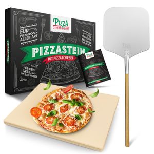 Pizza Divertimento Pizzastein für Backofen und Gasgrill – Mit Pizzaschieber – Pizza Stein aus Cordierit – Pizza Stone für knuspriger Boden & saftiger Belag