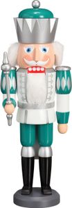 Nussknacker König Exklusiv Erzgebirge Figur 40 cm, Farbe:weiß-silber-minttürkis