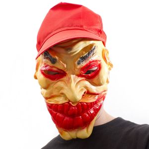 Gangster Clown Vollmaske mit Cap Ganove Maske aus Latex Joker Horror Clown Verkleidung