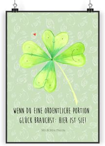 Mr. & Mrs. Panda Poster Blume Kleeblatt DIN A5 - Blattgrün - Geschenk, Wanddekoration, Sommer Deko, Blumen, Pflanzen, Kleeblätter, Blumen Deko, Bild, neuer Job, Wanddeko