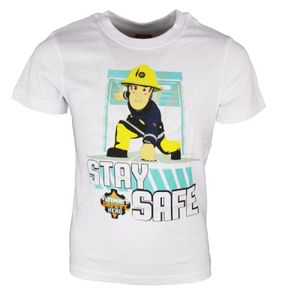 Feuerwehrmann Sam Stay Safe Kinder T-Shirt – Weiß / 128
