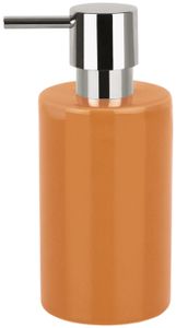 Spirella Seifenspender "Tube" | mit Pumpe | Flüssigseifen-Spender | Porzellan | 300ml | Langliebig und Robust | Orange
