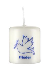 Kerze Friedenstaube, Osterkerze, Friedenskerze, Kirchenkerze, 6 x 5 cm
