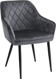 SONGMICS Küchenstuhl mit Armlehnen Sessel Polsterstuhl Samtbezug max. 110 kg LDC088G01