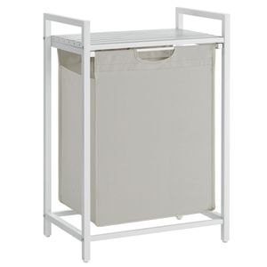 Kosz, Pralnia, Kosz, Wyciągający I Wyjmowany Torba Do Prania, Półka, Metalowa Rama, 65L, 50 X 33 X 72 Cm, White Blh101W01