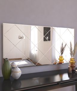 Rechteckiger Wandspiegel Mofo mit kariertem Design im Spiegelglas, transparent, 60x120 cm