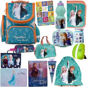 Schulranzen für Jungen und Mädchen - Schul-Rucksack für Kinder mit Federmäppchen - Schuhbeutel und Hausaufgabenheft - Frozen Motiv