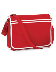 Retro Messenger Umhängetasche | 40 x 30 x 10 cm - Farbe: Classic Red/White - Größe: 40 x 30 x 10 cm