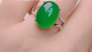 Hübscher silberner grüner Chalcedon-Ring, Achat-Jade-Ring, Strass-Zirkon-Kristall-Edelstein-Schmuck