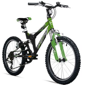 Bergsteiger Montreal 20 Zoll Kinderfahrrad, geeignet für 6, 7, 8, 9 Jahre, Shimano 6 Gang-Schaltung, Mountainbike mit Vollfederung, Jungen-Fahrrad, Mädchen-Fahrrad