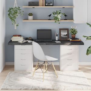 Tischplatte Dunkelgrau 180x50x6 cm Massivholz Eiche Behandelt