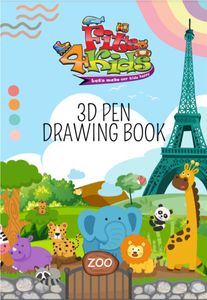 Fits4Kids 3D Printer Pen Template - XXL Stencil Book with Cover Foil for 3D Pen - Kreatywna książka do rysowania z przykładami, rękodzieło dla dzieci