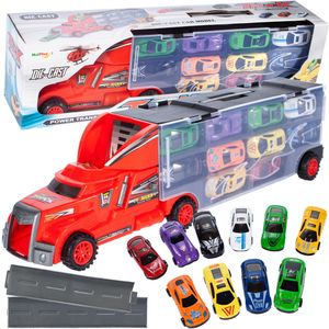 Malplay Transporter-Lkw Spielzeug Autotransporter Mit 10 Stk Buntes  Metall-Rennautos