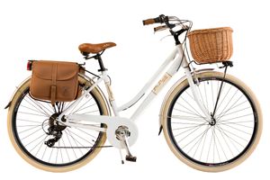 Via Veneto by Canellini Bicycle Citybike Woman Aluminium with Basket and Bag - White 46